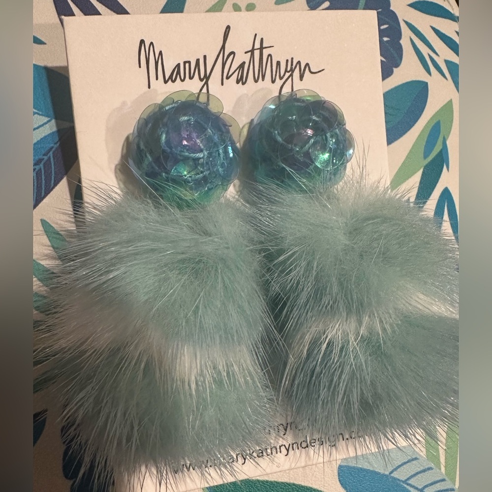 NWT Brand New Teal Candy Crush Puff Earrings